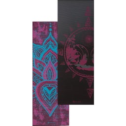GAIAM Yoga Mat Premium BE FREE - Black/Pink with Sun & Moon/Lotus & Om